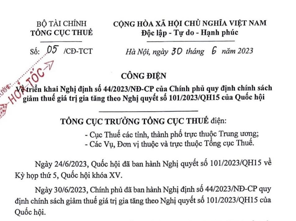  Chính thức giảm 2% thuế giá trị gia tăng từ ngày 1/7/2023                         